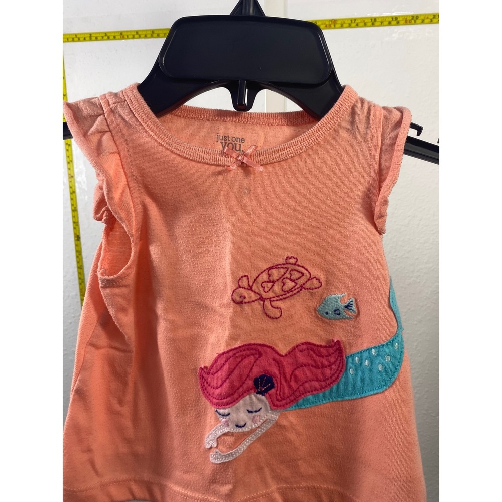 Just One You by Carters Baby Girls Coral Mermaid Sea Turtle Ruffle Top 12M